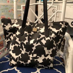 Dooney & Bourke Black & White Floral Purse/Tote